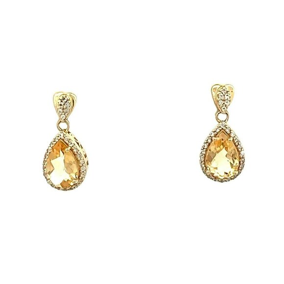 Designer FAS Sterling Silver w/ Gold Plate & Citrine Dangle Pierced Earrings! 19 - Picture 1 of 7